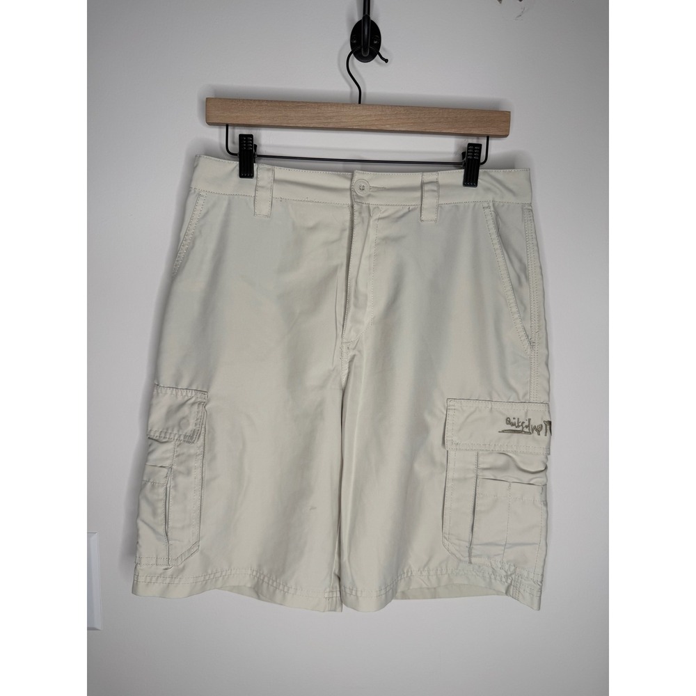 Vintage Y2K Quiksilver Mens Stone Beige Cargo Surf Shorts Utility Pockets 29